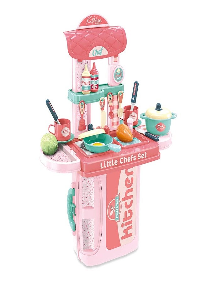 STOFFIER GARTEN Kitchen Play Set Toy for Kids Boys and Girls - Pink - Image 1
